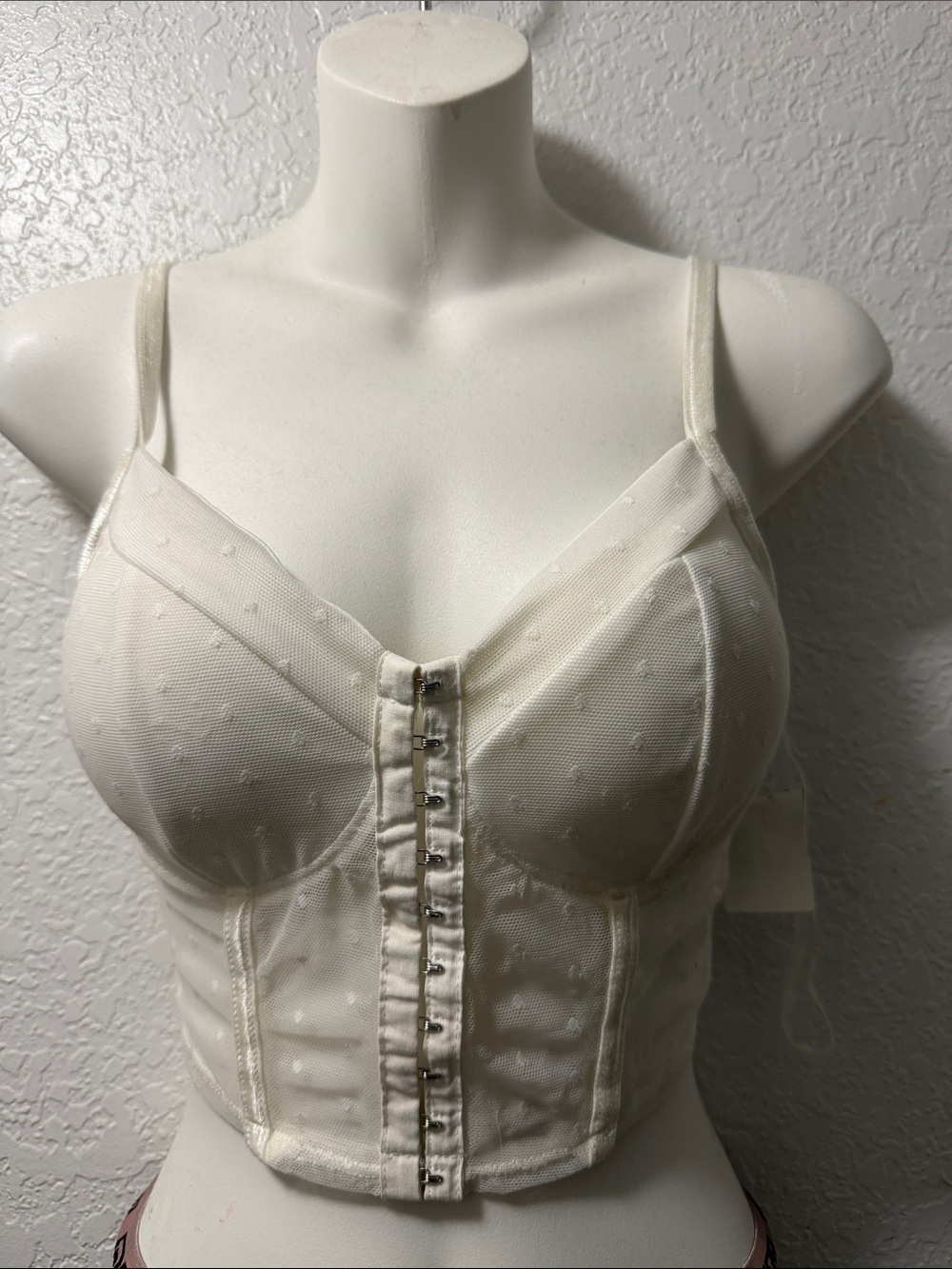 Ivory Longline Bustier Top with Front Hook Closure